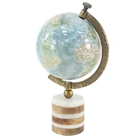 16" Blue Ceramic & Metal Coastal Globe