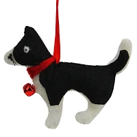 4.5" Black & White Cat with Bell Ornament