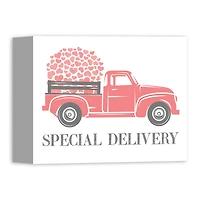 Valentine Heart Special Delivery Truck Canvas Wall Art