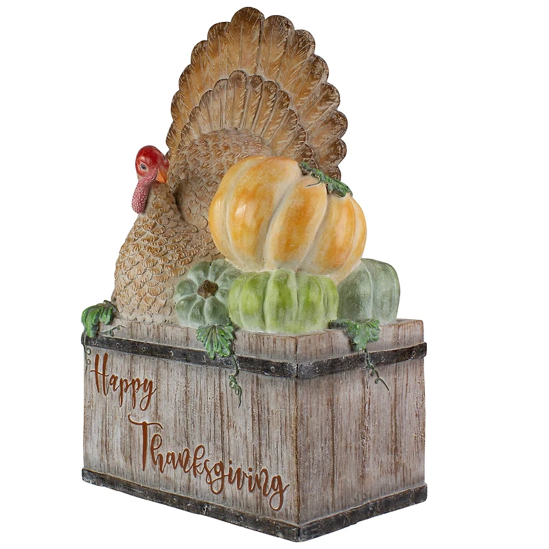 20" Turkey & Pumpkins Happy Thanksgiving Decoration