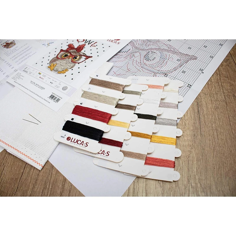 Luca-S The Owl with Glasses Counted Cross Stitch Kit