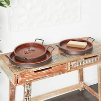 Round Wood Decorative Nesting Tray Set