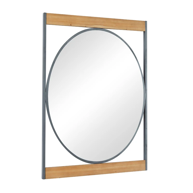 Brown Iron Industrial Wall Mirror, 40" x 28" x 2"