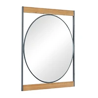 Brown Iron Industrial Wall Mirror, 40" x 28" x 2"