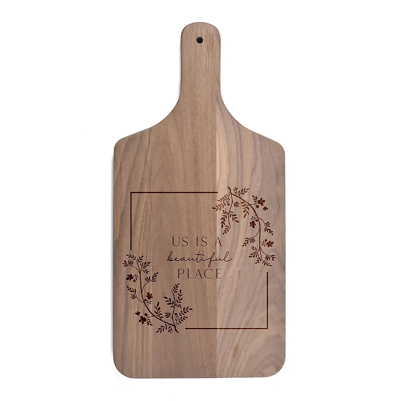 8" x 17" Us Beautiful Place Walnut Paddle Cutting Board
