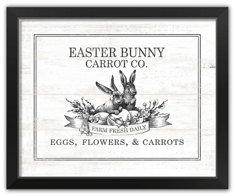 Easter Bunny Carrot Farm 5 16" x 20" Black Framed Print Under Plexiglass
