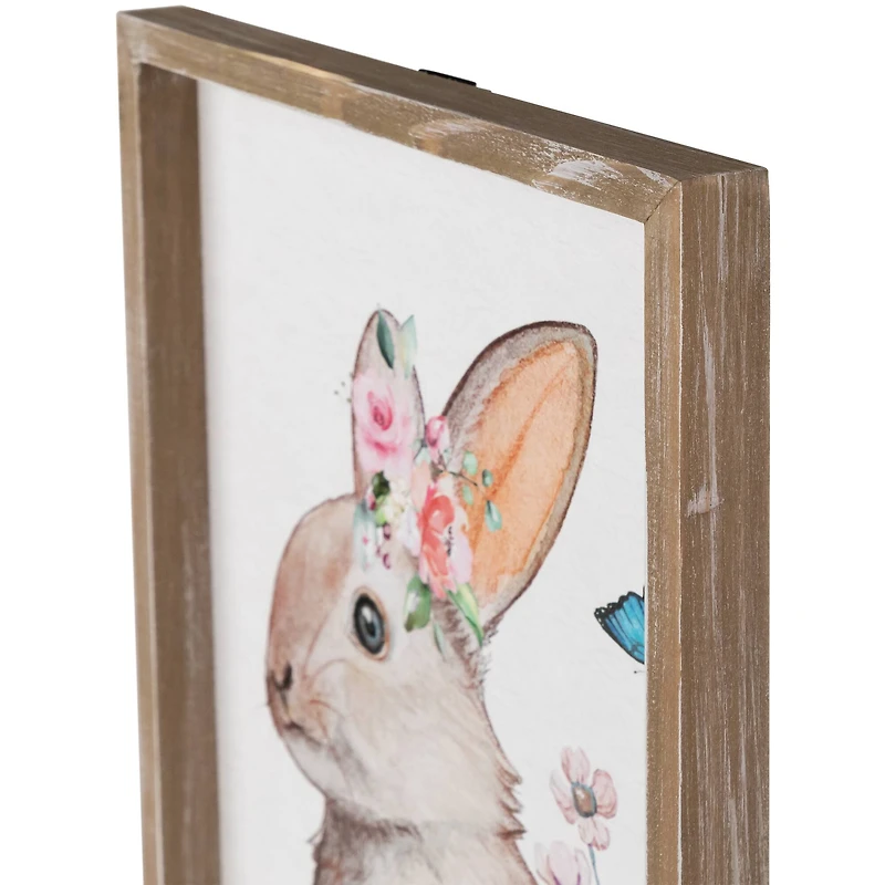 Easter Bunny with Flowers Framed Wall Décor