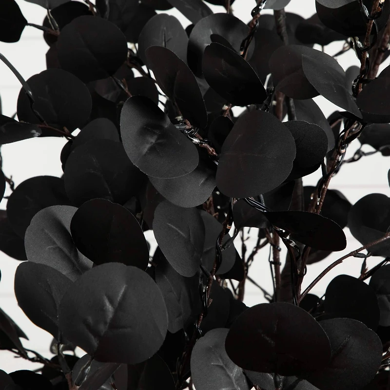 9ft. Pre-Lit Artificial Halloween Black Eucalyptus Tree with 700 Orange & Purple LED Lights