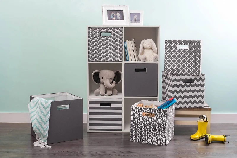 DII® 11" Gray Waves Cube Storage Bin