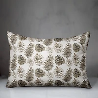 Pinecones on White Rectangle Throw Pillow