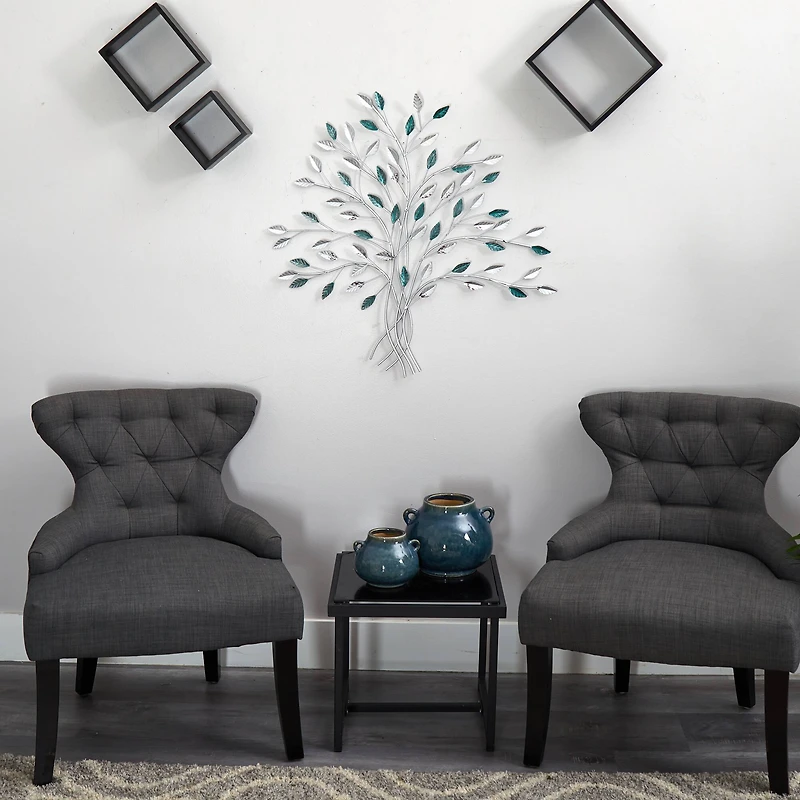 30" x 30" Hand-Painted Metal Tree of Life Wall Art Decor