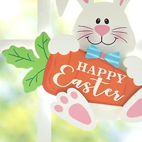 Glitzhome® 14" Happy Easter Bunny & Carrot Door Hanger