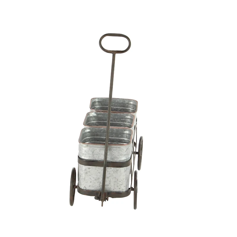 Silver Metal Farmhouse Wagon Planter