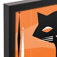 Mid Mod Black Cat Black Framed Canvas Wall Art