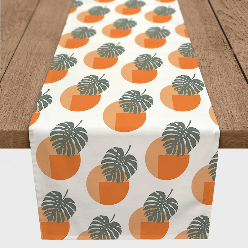 Sun and Palm Leafs 16" x 72" Cotton Twill Runner