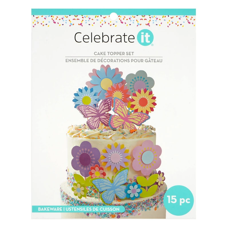 Flowers & Butterflies Cake Toper Set by Celebrate It®