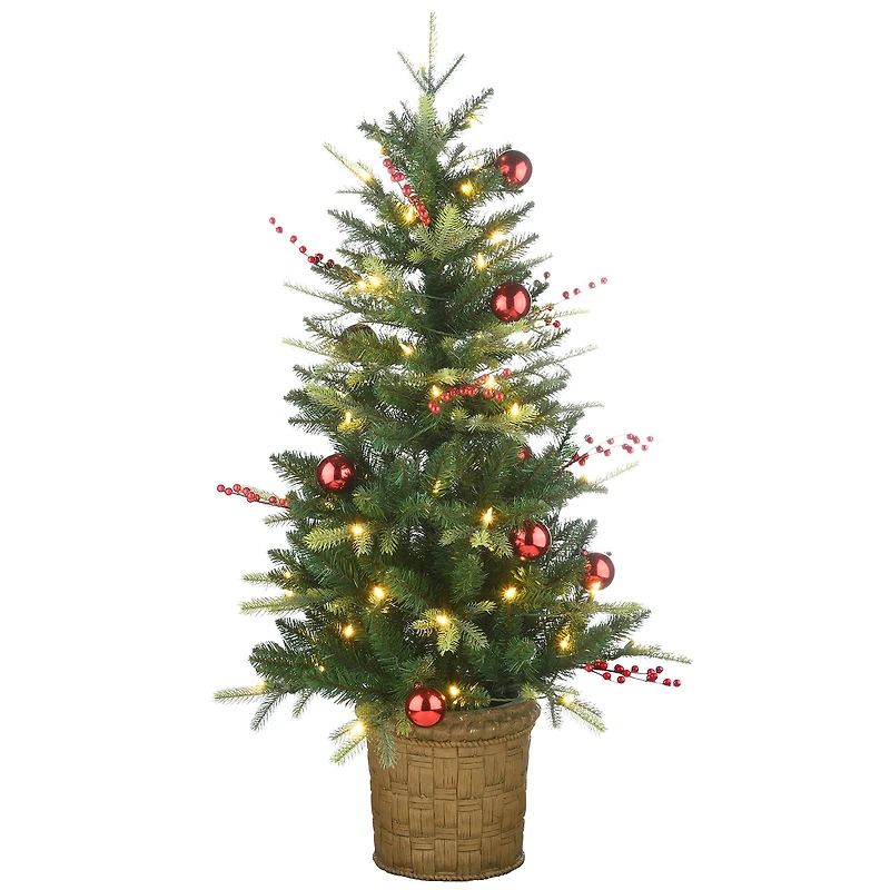 4ft. Pre-Lit & Pre-Decorated Scotch Creek Fir Entrance Artificial Christmas Tree, Warm White LED Lights