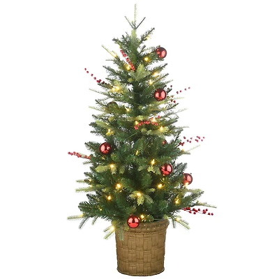 4ft. Pre-Lit & Pre-Decorated Scotch Creek Fir Entrance Artificial Christmas Tree, Warm White LED Lights