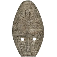 Gray Polystone Handmade Carved Mask Sculpture Set