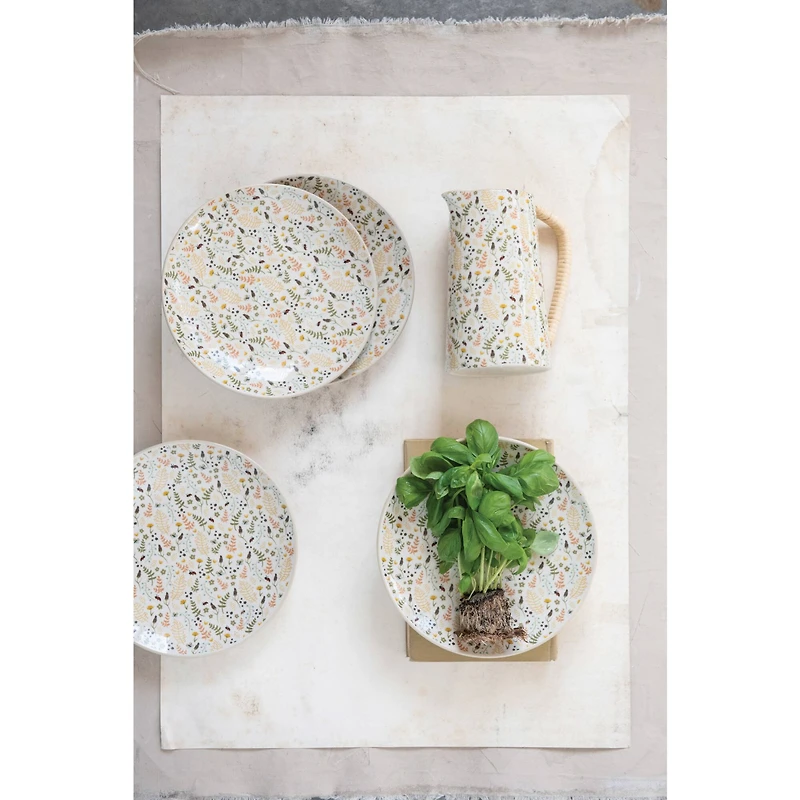 Hello Honey® 6.75" Stoneware Pitcher with Rattan Wrapped Handle