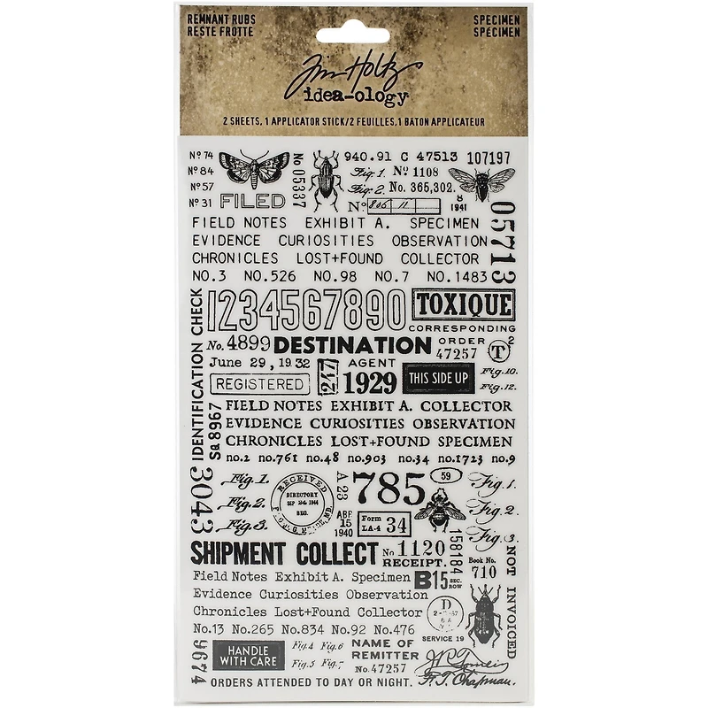 Idea-Ology Remnant Rubs Rub-Ons 4.75"X7.75" 2/Pkg-Specimen