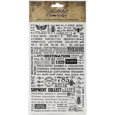Idea-Ology Remnant Rubs Rub-Ons 4.75"X7.75" 2/Pkg-Specimen