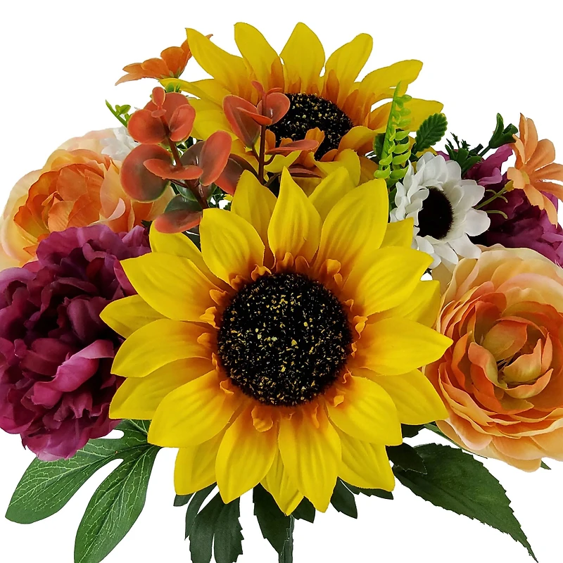 14" Yellow, Orange & Purple Sunflower & Dahlia Mixed Bush by Ashland®