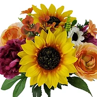 14" Yellow, Orange & Purple Sunflower & Dahlia Mixed Bush by Ashland®