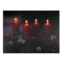 Pre-Lit Red And Black LED Flickering Candle Christmas Wall Art
