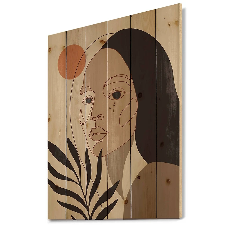 Designart - Retro Minimal Portrait of Young Woman