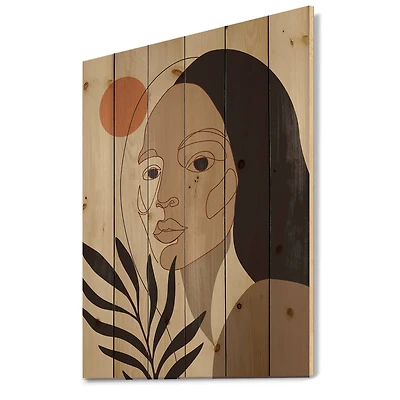 Designart - Retro Minimal Portrait of Young Woman