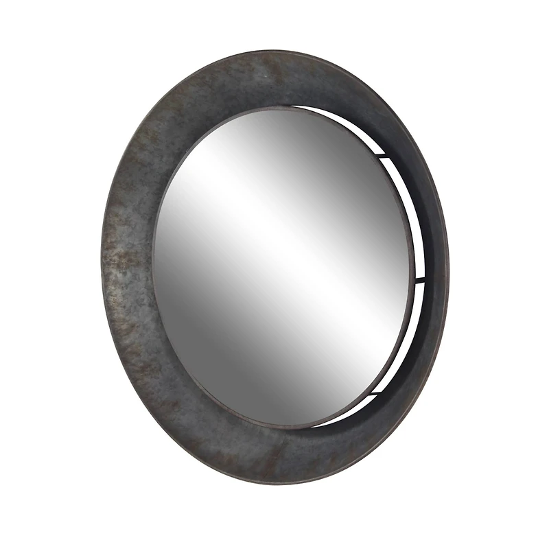 Gray Industrial Metal Wall Mirror