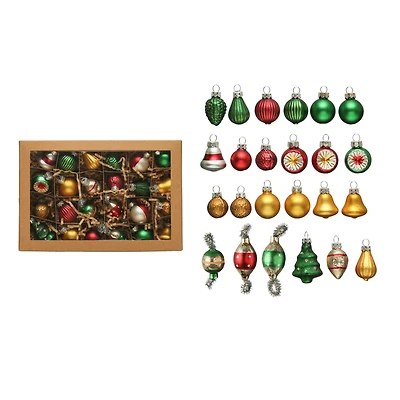 Hello Honey® Mini Hand-Painted Matte & Pearl Classic Holiday Glass Ornament Set