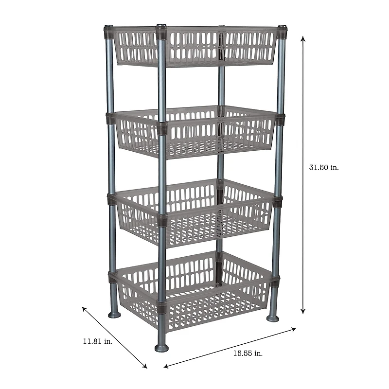 Kitchen Details Smoke Gray 4-Tier Slim Shelf