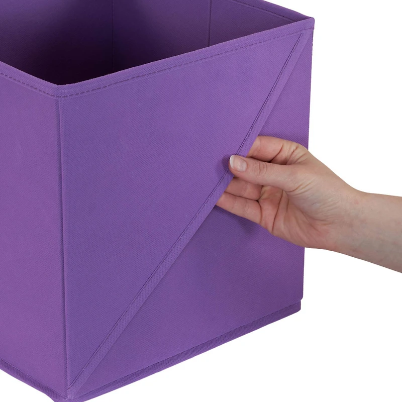 Household Essentials 11" Purple Storage Cubes with Diagonal Lip Handles, 6ct.