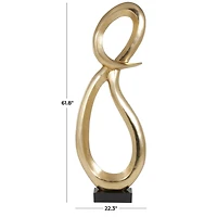 5ft. Gold Abstract Looped Aluminum Floor Sculpture with Black Marble Base