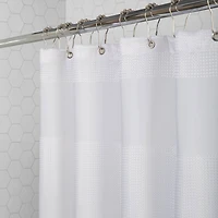 Elle Décor White Jacquard Weave Shower Curtain