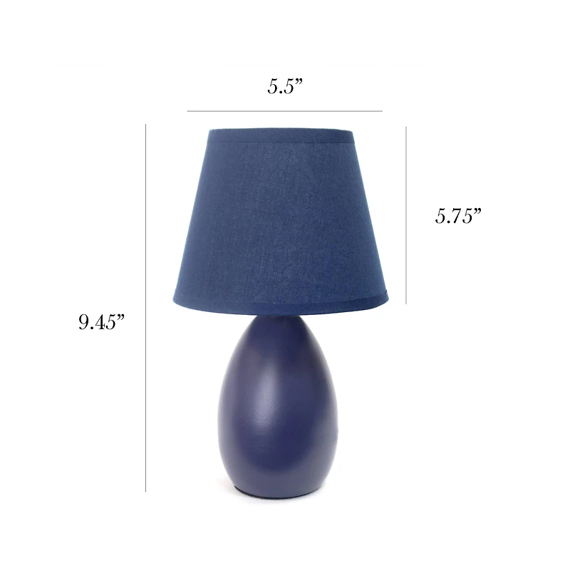 Simple Designs Mini Egg Oval Ceramic Table Lamp