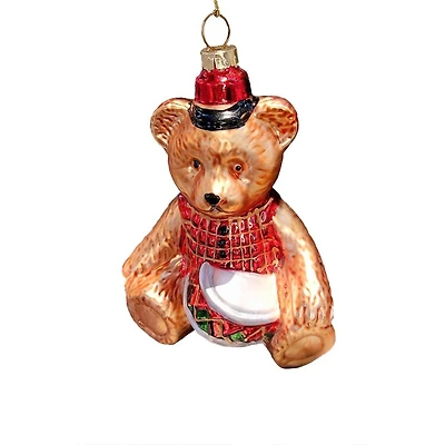 Wizardi 8.27" x 11.81" Ceramic Bear Christmas Ornament, 1pc.