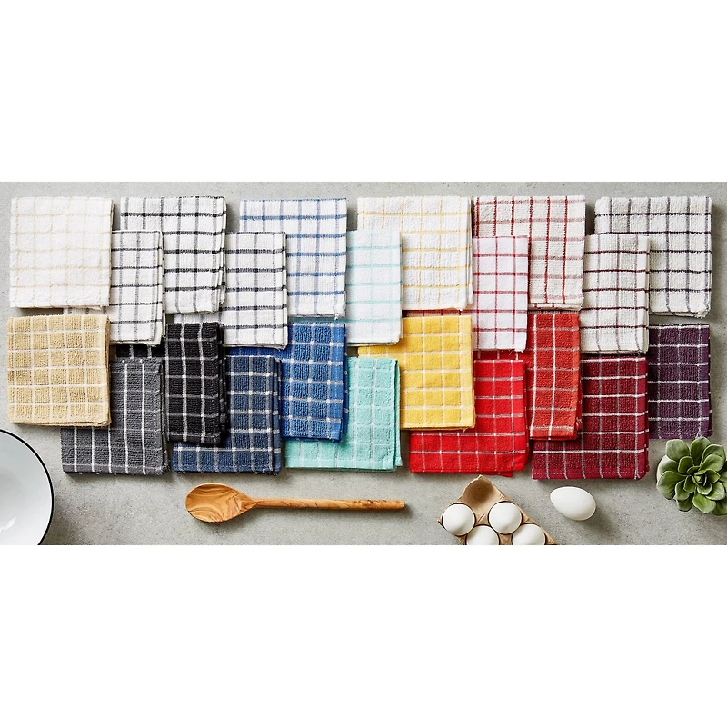 DII® Yellow Combo Windowpane Dishcloths, 6ct.
