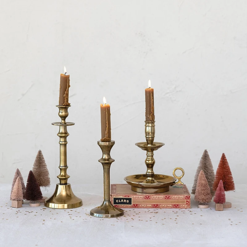 Hello Honey® 11" Antique Brass Cast Aluminum Taper Holder