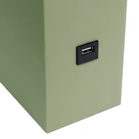 Lalia Home Lexington 21" Sage Green Leather Base Table Lamp with USB Port