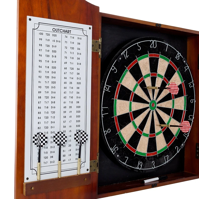 Toy Time Beveled Wood Pro Style Dart Cabinet Set