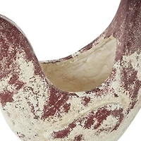 14" White & Rust Colored Rooster Planter