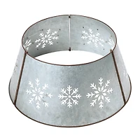 Glitzhome® Silver 26" LED Snowflake Cutout Metal Tree Collar