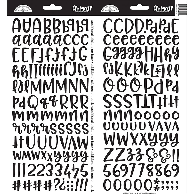 Doodlebug Design Inc.™ Abigail™ Font Alpha Cardstock Stickers
