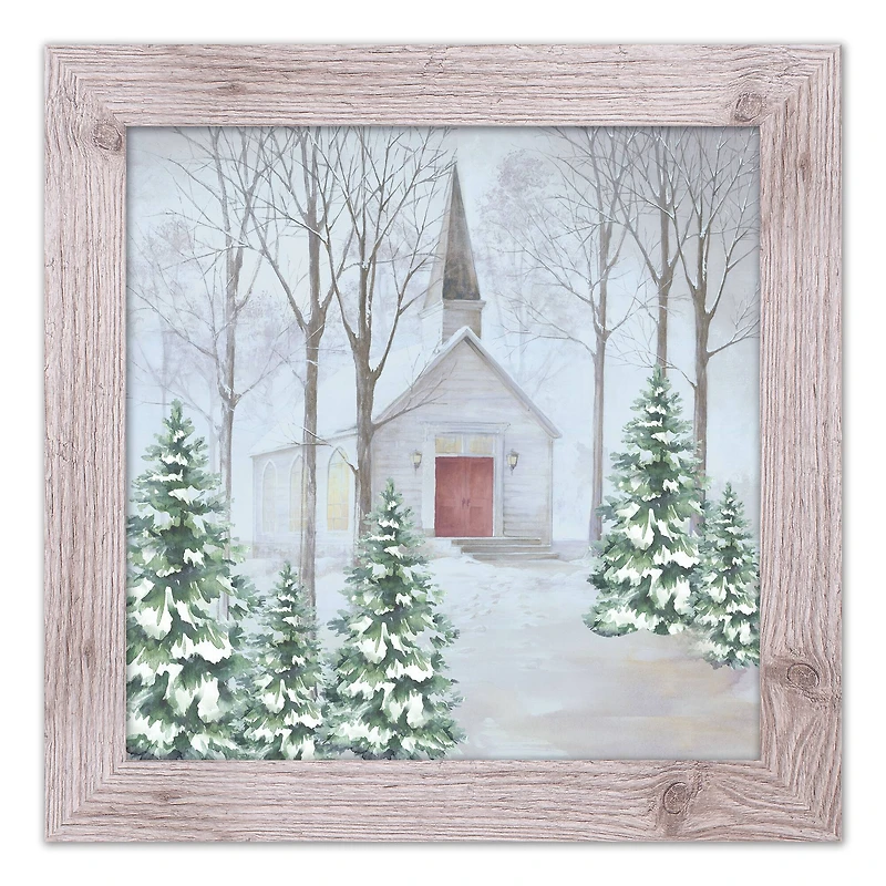 Snowy Church Framed Wall Art