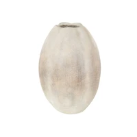 17" Cream Checkered Patterns Magnesium Oxide Decorative Vase