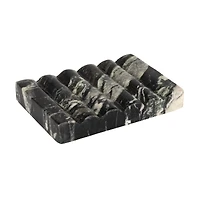 Hello Honey® 5.25" Black & Beige Mélange Marble Soap Dish