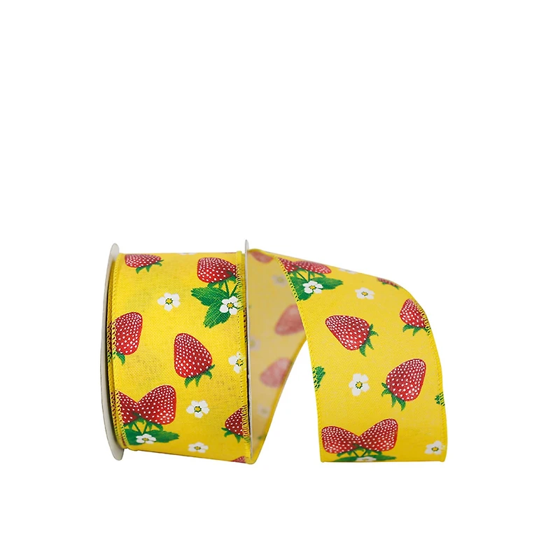 JAM Paper 2.5" x 10yd. Wired Strawberry & Blossoms Ribbon